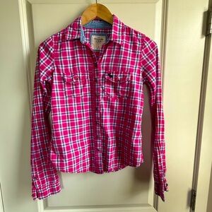Abercrombie & Fitch Women’s Pink/White/Blue Button Down ~ Size XS